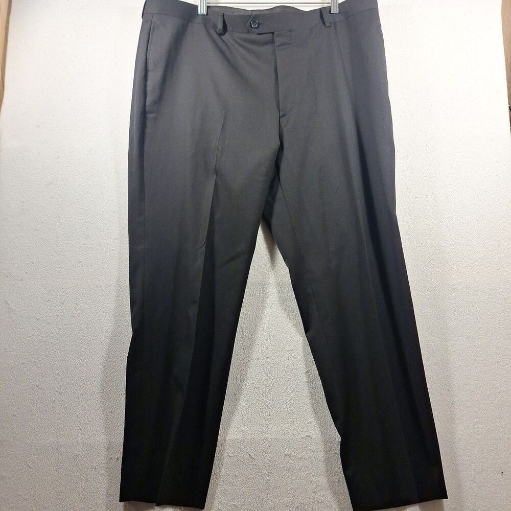 Pronto Uomo Platinum Men's Dress Pants Regular Straight Black 100% Wool 42x30